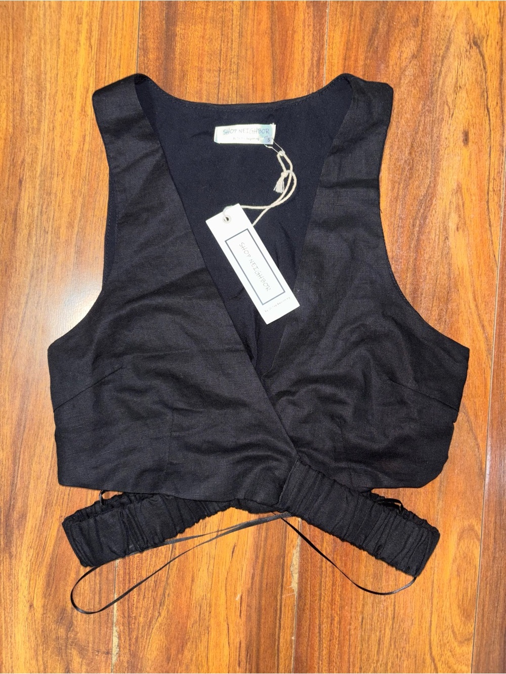 Shop Neighbor Black Cropped Wrap Vest